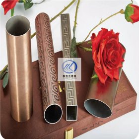 玫瑰金栏杆用201不锈钢圆管外径60mm彩色拉丝管、黑钛金矩形管