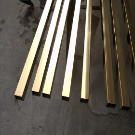 不锈钢方管光面/拉丝201/304黄钛金方通10*10mm厚度0.3-0.5mm