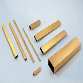 佛山厂家直销304不锈钢黄钛金光面方管25*25mm实厚0.8-3.8毫米