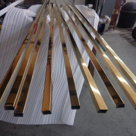 佛山厂家直销304不锈钢黄钛金光面方管23*23mm实厚0.8-3.5毫米