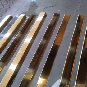 厂家批发304不锈钢黄钛金矩形管65mm*15mm实厚0.8-3.5毫米拉丝