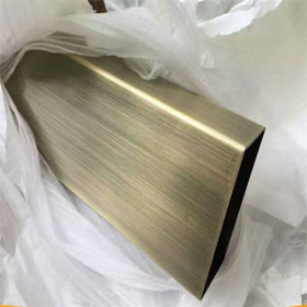 拉砂钛金不锈钢扁管 镜面钛金不锈钢扁管 304不锈钢方管黑钛金