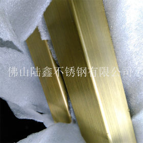 黄钛金304不锈钢矩形管 尺寸50*25*1.1*1.3*1.5足厚 拉丝/亮光面