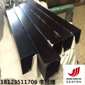 黑钛金不锈钢扁管 拉丝黑钛金不锈钢矩形管 专业真空电镀黑钛金管